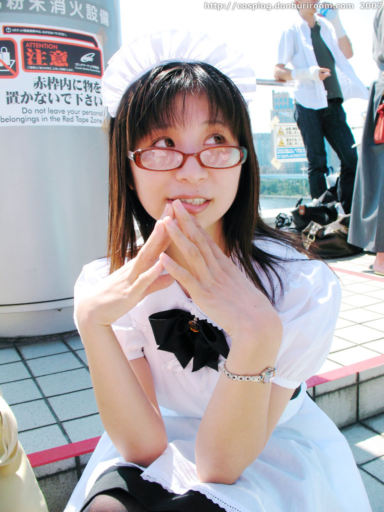 photo (medium), apron, cosplay, glasses, maid, maid apron, satou yui