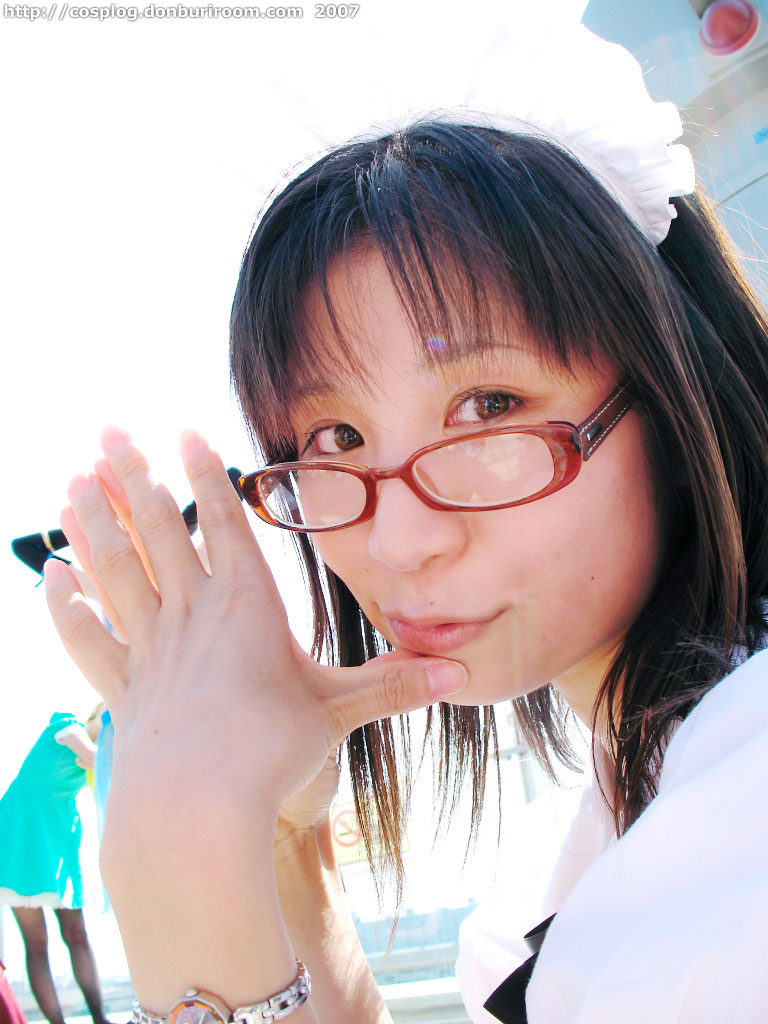 photo (medium), apron, cosplay, glasses, maid, maid apron, satou yui