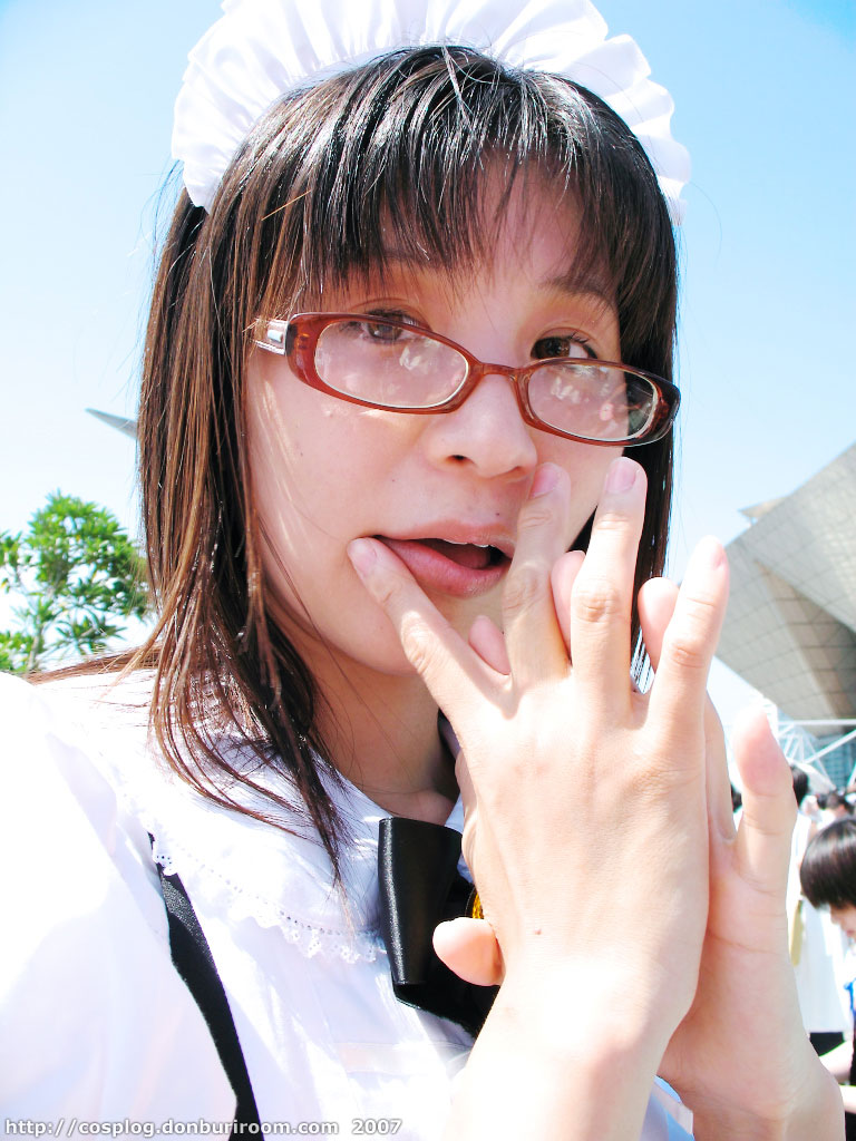 photo (medium), apron, cosplay, glasses, maid, maid apron, satou yui