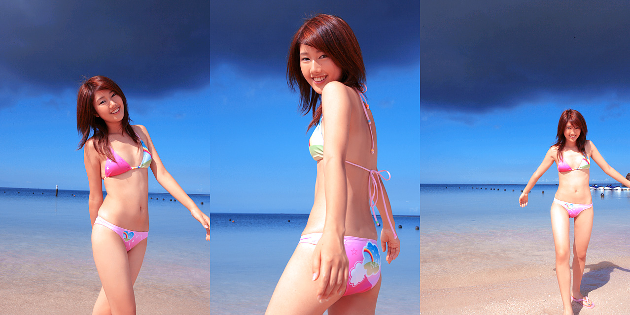 takagawa hanako, photo (medium), beach, bikini, flip-flops, ocean, sandals, swimsuit