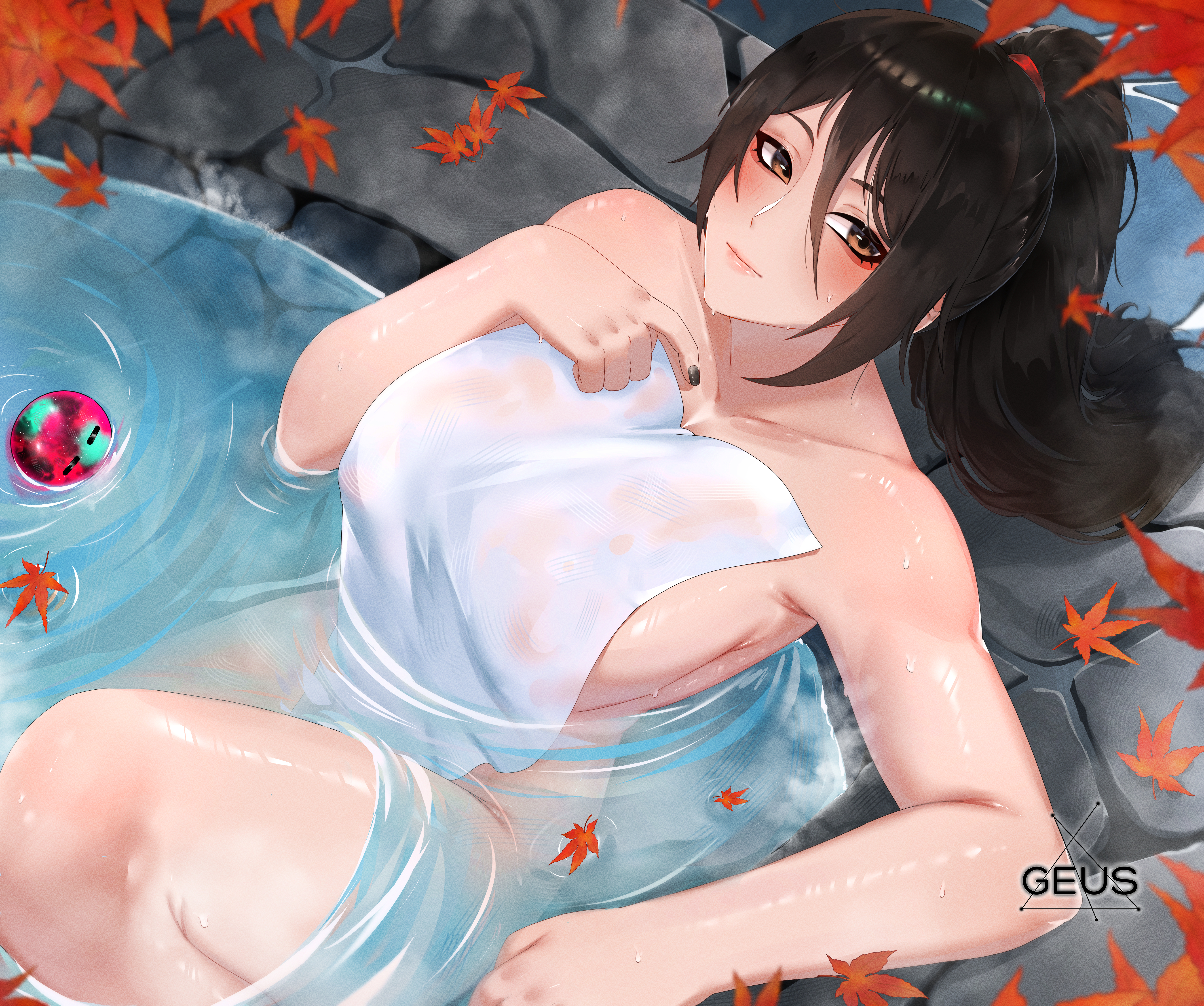 momiji (ninja gaiden), ninja gaiden, 1girl, black hair, breasts, large breasts, long hair