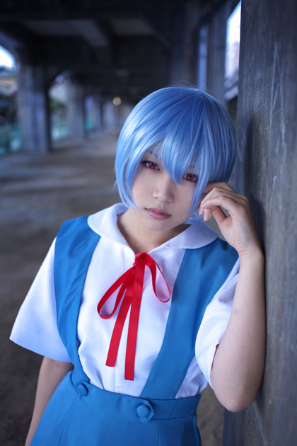 ayanami rei, iori, neon genesis evangelion, photo (medium), blue hair, cosplay, sailor, school uniform, serafuku