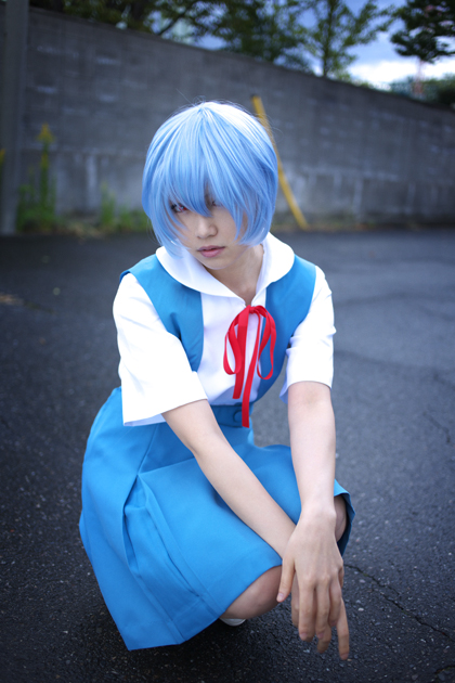 ayanami rei, iori, neon genesis evangelion, photo (medium), blue hair, cosplay, sailor, school uniform, serafuku