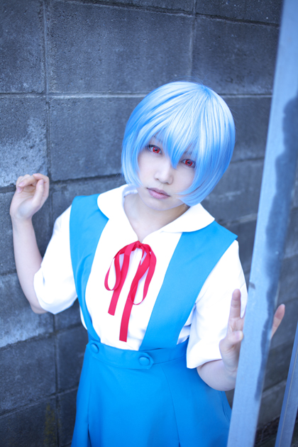 ayanami rei, iori, neon genesis evangelion, photo (medium), blue hair, cosplay, sailor, school uniform, serafuku