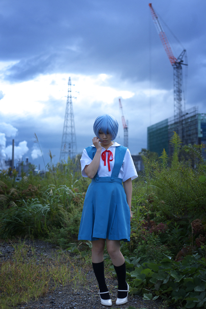 ayanami rei, iori, neon genesis evangelion, photo (medium), blue hair, cosplay, kneehighs, sailor, school uniform, serafuku, socks
