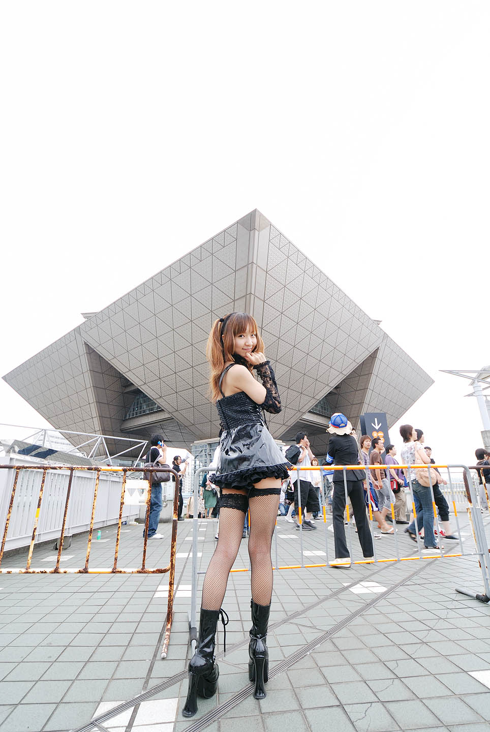 amane misa, iwazaki rinka, death note, highres, photo (medium), boots, cosplay, detached sleeves, dress, fishnets, garter belt, lace, thighhighs, twintails