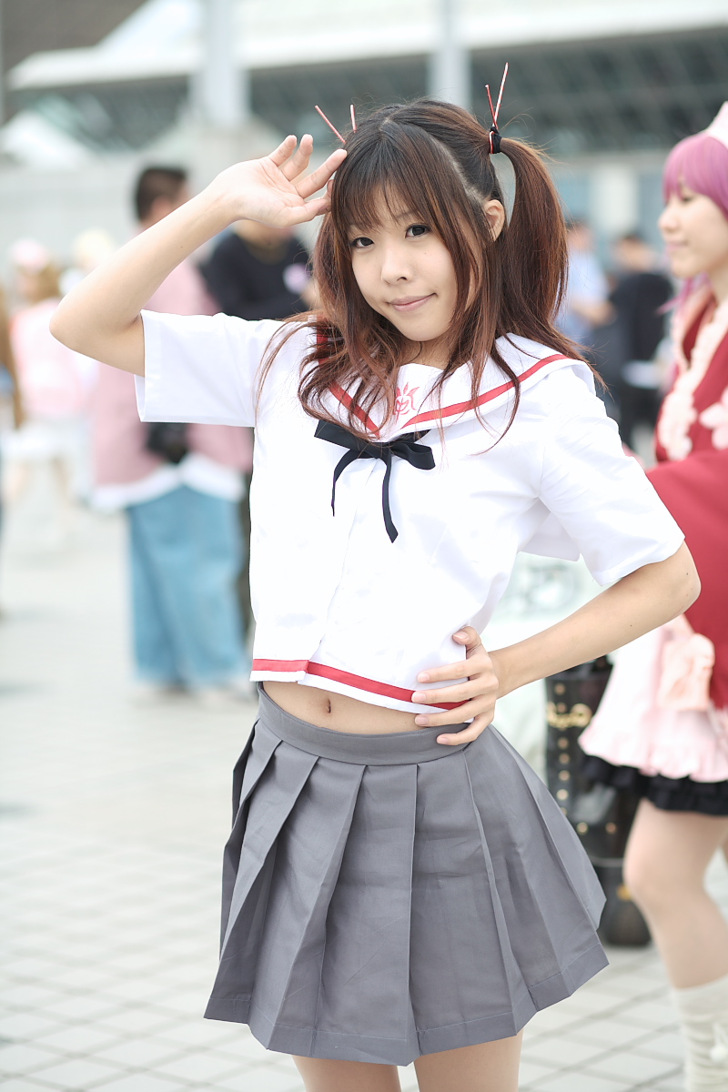 highres, photo (medium), asian, cosplay, hatsukoi gentei, matsuki haru, pleated skirt, sailor, school uniform, serafuku, skirt, twintails