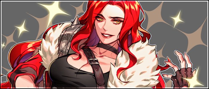eu (euspia), regressor's instruction manual, korean commentary, novel illustration, official art, variant set, 1girl, armor, black gloves, blood, blood on face, breasts, cape, cha heera, cleavage, dried blood, fingerless gloves, fur-trimmed cape, fur trim, gloves, large breasts, long hair, looking at viewer, red hair, rubble, scar, scar on arm, scar on hand, slit pupils, solo, straight-on, weapon, weapon on back, yellow eyes
