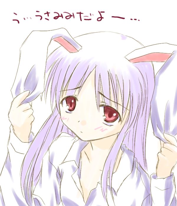 reisen udongein inaba, touhou, 1girl, animal ears, female focus, long hair, purple hair, rabbit ears, red eyes, simple background, solo, white background