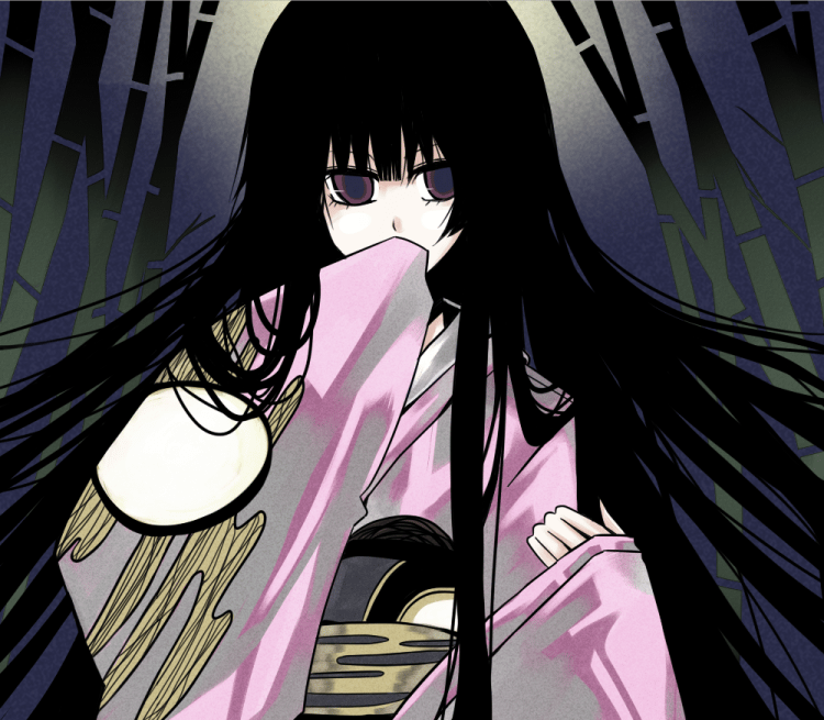koto (kotocotton), houraisan kaguya, touhou, bad id, bad pixiv id, 1girl, black eyes, black hair, female focus, gradient background, japanese clothes, solo, upper body