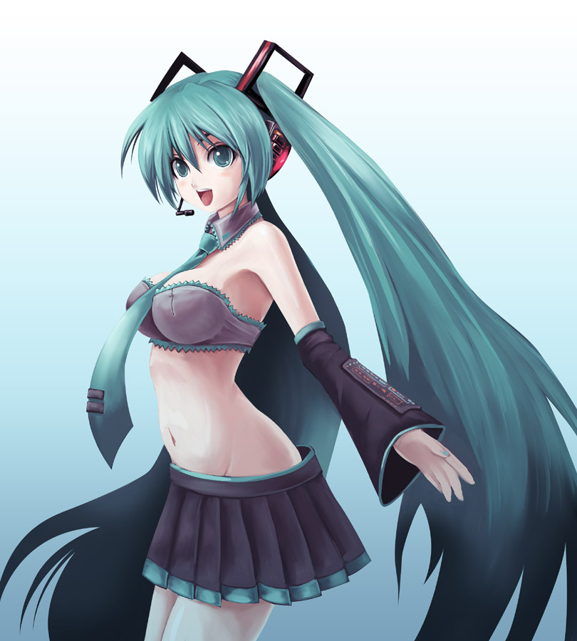 fujipo, hatsune miku, vocaloid, bad id, bad pixiv id, 1girl, aqua hair, bra, detached collar, female focus, lingerie, long hair, solo, strapless, strapless bra, twintails, underwear, very long hair