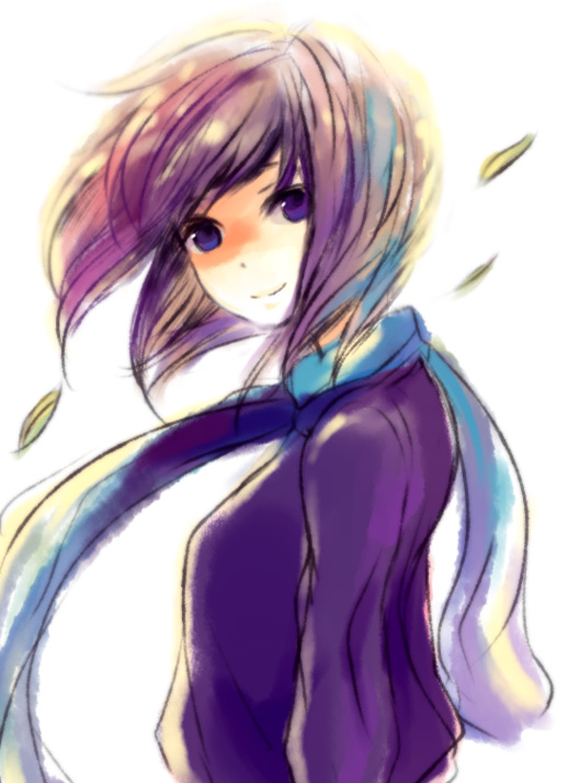 tomoya (artist), original, bad id, bad pixiv id, tagme, scarf, smile, solo, wind