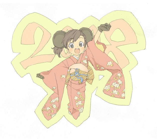 hakuto (artist), hiro (dismaless), bad id, bad pixiv id, 00s, 1girl, 2008, animal ears, female focus, gloves, happy, japanese clothes, kimono, mouse ears, new year, solo