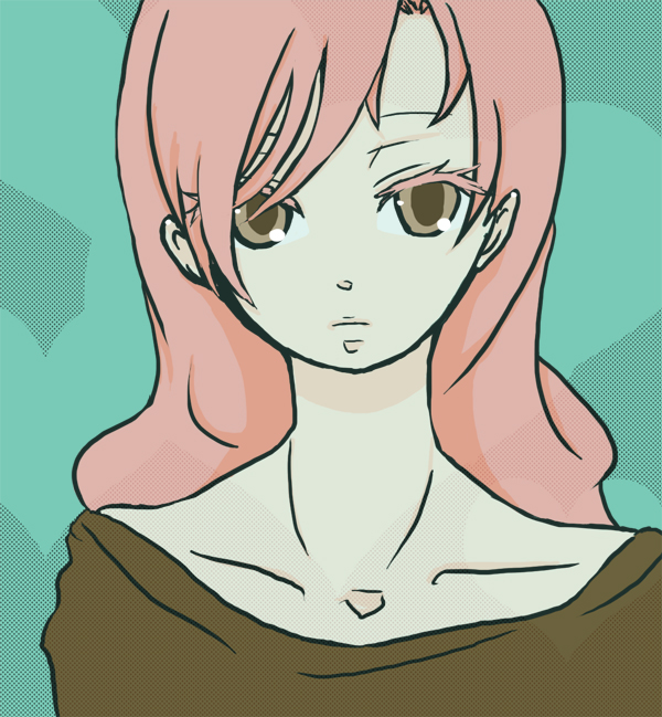 kaprice, bad id, bad pixiv id, tagme, brown eyes, close-up, long hair, pink hair, solo