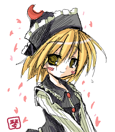 kotojima motoki, kotoshima, west lagoon, lunasa prismriver, touhou, bad id, bad pixiv id, 1girl, blonde hair, female focus, oekaki, sketch, solo, yellow eyes