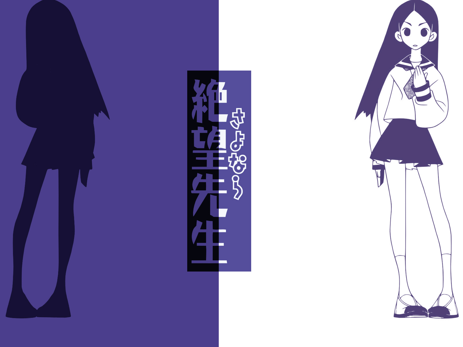 kitsu chiri, sayonara zetsubou sensei, highres, tagme, 00s, 1girl, monochrome, simple background