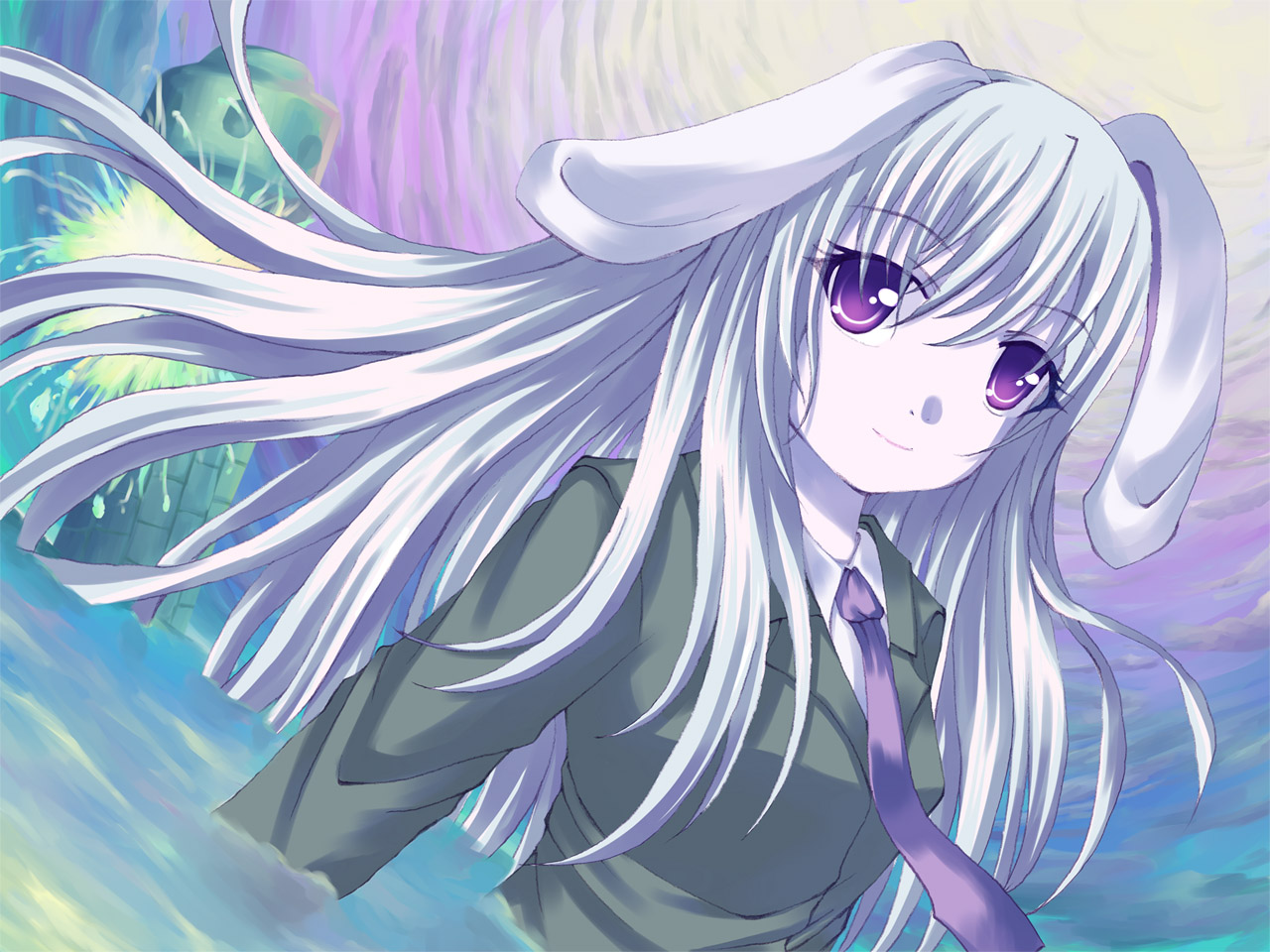 fujiwara tsukasa, reisen udongein inaba, touhou, bad id, bad pixiv id, 1girl, animal ears, female focus, rabbit ears, solo, upper body