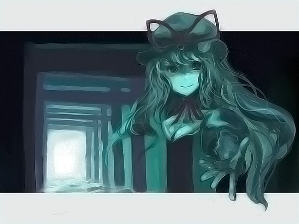 suzuki ritsu, yakumo yukari, touhou, 1girl, breasts, female focus, hat, long hair, ribbon, solo, upper body