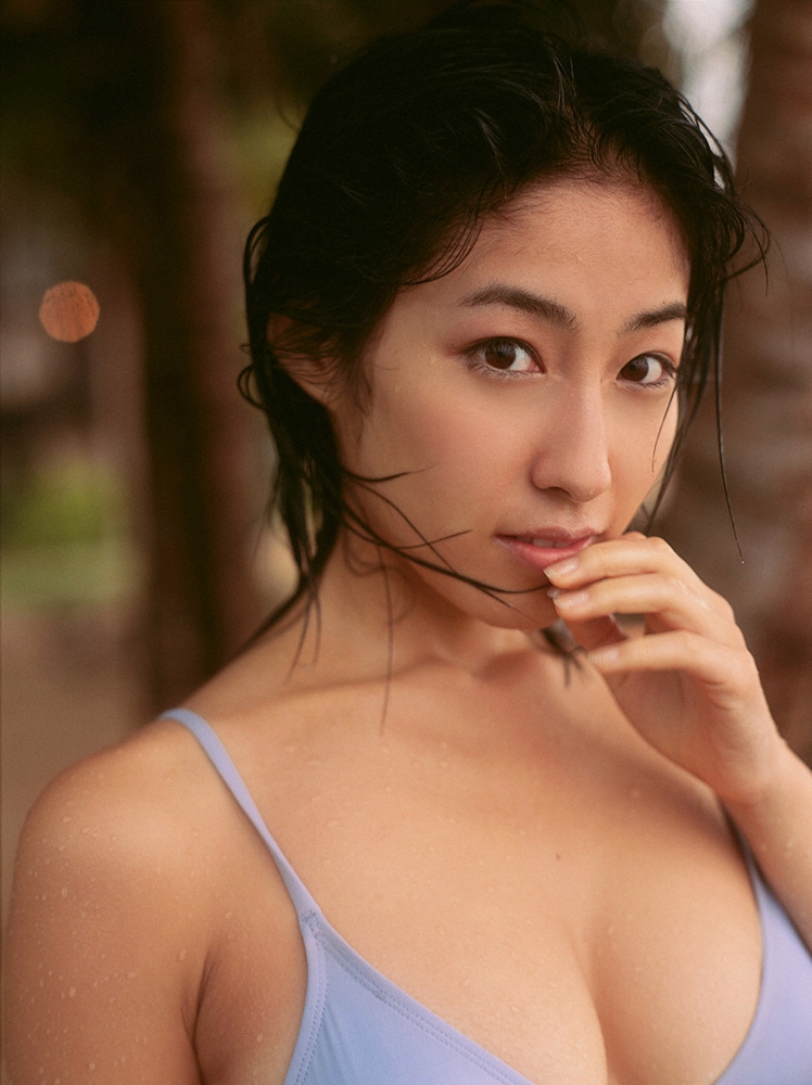 sato hiroko, ysweb vol 32, photo (medium), 1girl, beach, bikini, bikini top only, breasts, cleavage, female focus, solo, swimsuit, upper body, wet