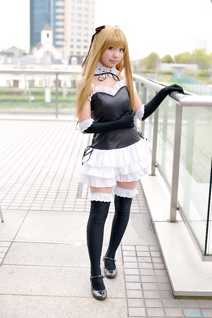 zero inch, souryuu asuka langley, neon genesis evangelion, photo (medium), camisole, collar, cosplay, elbow gloves, frills, gloves, hair ribbon, miniskirt, red hair, ribbon, skirt, thighhighs