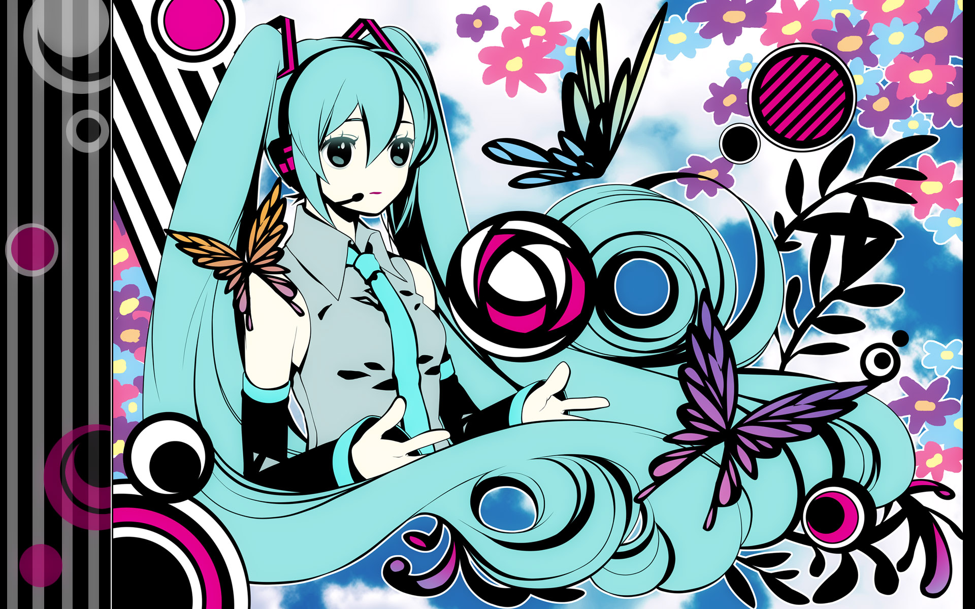 yoko (shiocolor), hatsune miku, saihate (vocaloid), vocaloid, bad id, bad pixiv id, highres, 1girl, aqua hair, female focus, long hair, siomusubi, solo, very long hair