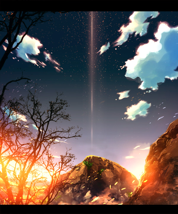 keiji asakawa, tagme, cloud, hill, scenery, sky, tree, wind