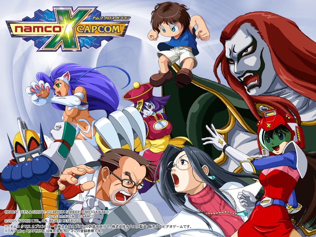 bravoman (character), felicia (darkstalkers), hsien-ko, kanda momo, minazuki kyouko, monmotarou (youkai douchuuki), shimazu hideo, taira no kagekiyo, tarosuke (youkai douchuuki), bravoman, bravoman (series), capcom, darkstalkers, genpei touma den, justice gakuen, namco, namco x capcom, wonder momo, youkai douchuuki, brown footwear, pink headwear, red headwear, yellow headwear, 3girls, 5boys, animal ears, animal hands, armor, belt, black hair, blue belt, blue eyes, blue hair, blue shirt, blue skin, breasts, brown eyes, brown hair, cat ears, cat girl, claws, cleavage, cleavage cutout, clothing cutout, colored skin, crossover, dress, facepaint, fangs, fingerless gloves, glasses, gloves, green armor, green eyes, hat, helmet, jacket, jiangshi, lab coat, large breasts, long hair, mask, multiple boys, multiple girls, navel, ofuda, open clothes, open jacket, open mouth, pink dress, purple hair, red dress, red gloves, red sweater, shirt, shoes, short hair, shorts, smile, superhero costume, sweater, tank top, white fur, white gloves, white jacket, white shorts
