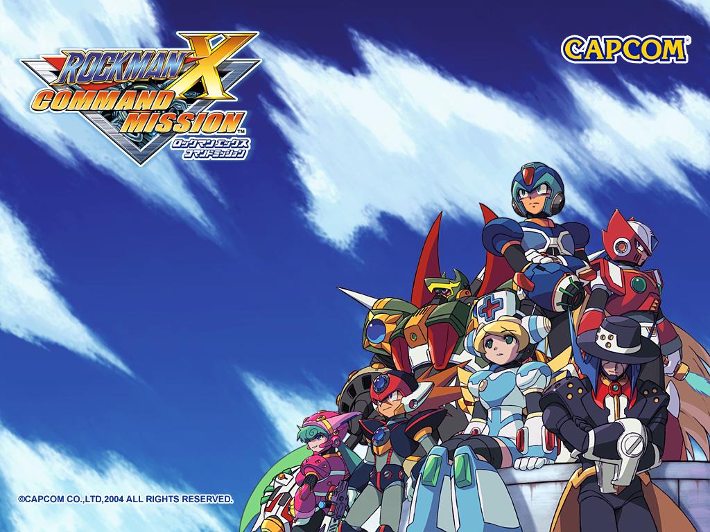 axl (mega man), cinnamon (mega man), cinnamon gaudille, marino (mega man), new armor x (mega man), spider (mega man), steel massimo (mega man), x (mega man), zero (mega man), capcom, mega man (series), mega man x: command mission, mega man x (series), official art, official wallpaper, 2girls, 5boys, breasts, crossed arms, hat, multiple boys, multiple girls, nurse, robot