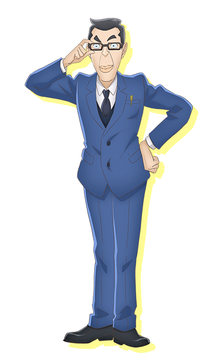 kubonouchi eisaku, astro note, official art, 1boy, adjusting eyewear, anime coloring, black hair, black shoes, black vest, blue jacket, blue pants, blue suit, collared shirt, dress shoes, formal clothes, full body, glasses, grey necktie, hand on own hip, hand up, jacket, lips, long sleeves, looking at viewer, mature male, necktie, object in pocket, pants, pen, pen in pocket, pocket, shirt, shoes, short hair, simple background, smile, solo, standing, suit, suit jacket, tachi-e, thick eyebrows, transparent background, v-shaped eyebrows, vest, wakabayashi tomihiro, white shirt