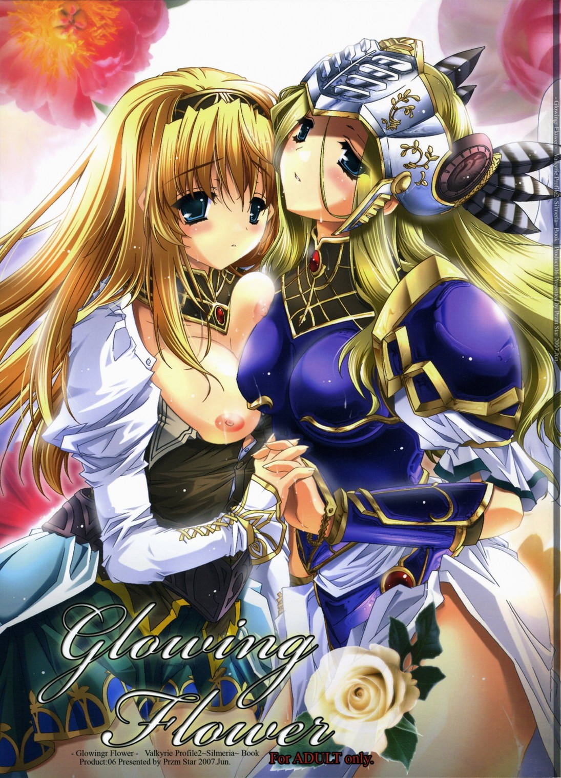 alicia, silmeria, valkyrie profile (series), valkyrie profile 2: silmeria, highres, armor, asymmetrical docking, blonde hair, blue eyes, breast press, breasts, valkyrie