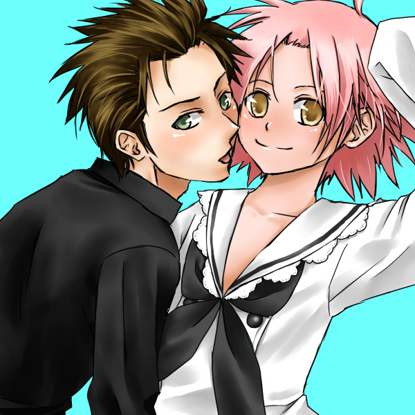 kogami akira, shiraishi minoru, lucky star, bad id, bad pixiv id, 00s, oversized clothes, pink hair, yellow eyes