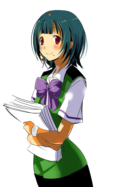 taira tsukune, otonashi kotori, idolmaster, idolmaster (classic), idolmaster 1, uniform, 00s, 1girl, blush, female focus, mole, mole under mouth, solo