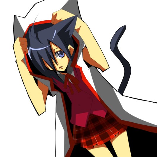 tomo-rainbow, miyazaki nodoka, mahou sensei negima!, bad id, bad pixiv id, 00s, 1girl, animal ears, cat ears, cat tail, female focus, hood, plaid clothes, plaid skirt, skirt, solo, tail