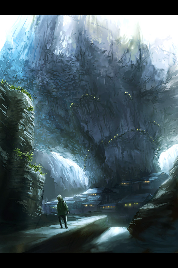 coz (commit), original, lights, panorama, 1other, city, coat, hood, landscape, letterboxed, mountain, scenery, solo, tree