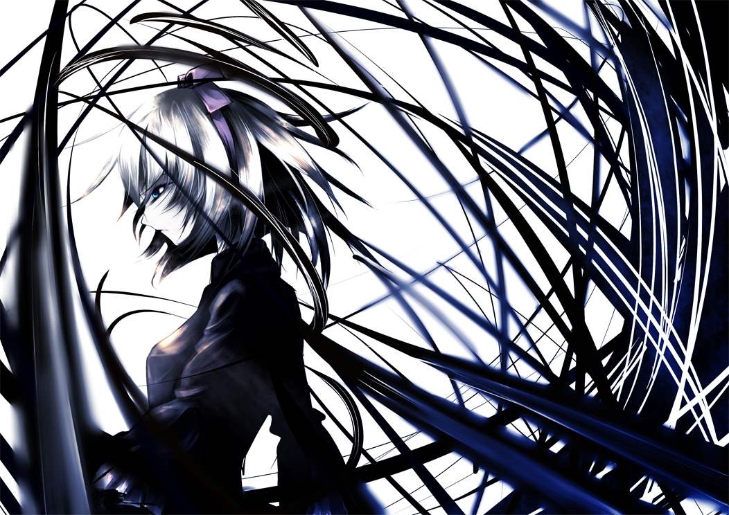 kuro shigure, original, bad id, bad pixiv id, tagme, blue eyes, hair ribbon, ribbon, short hair, solo