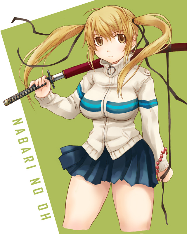 takagi hideaki, shimizu raimei, nabari no ou, bad id, bad pixiv id, 00s, skirt, solo, sword, twintails, weapon