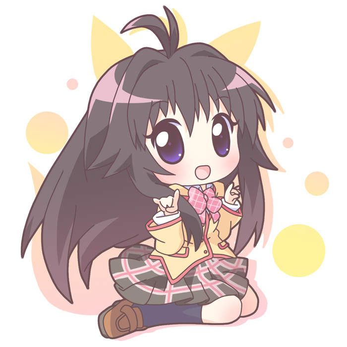mirai (sugar), minamoto chizuru, kanokon, 00s, 1girl, chibi, female focus, school uniform, solo