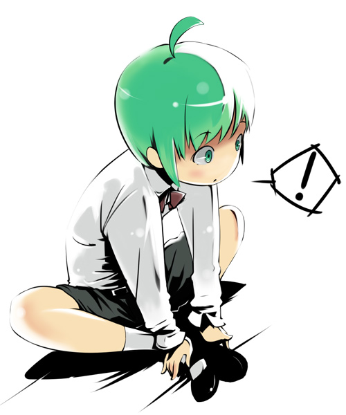 aki toshi, me-tan, os-tan, gender request, ahoge, androgynous, green eyes, green hair, short hair, shorts
