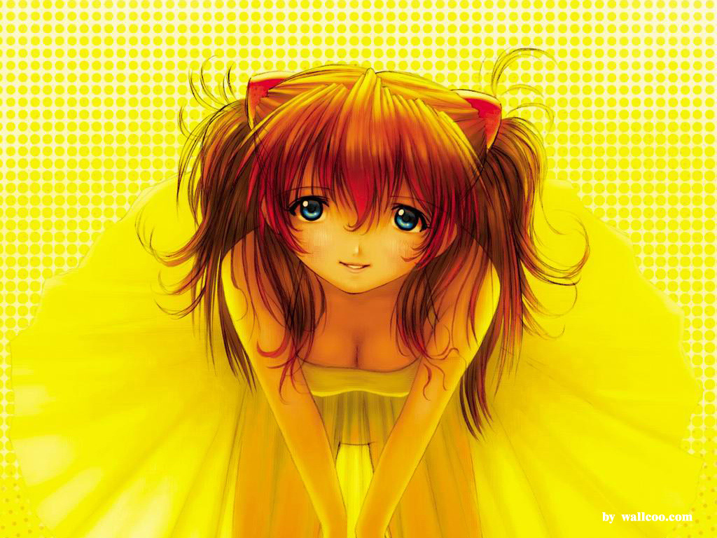 kobayashi yuji, souryuu asuka langley, neon genesis evangelion, 1girl, blonde hair, blue eyes, dress, female focus, red hair, solo, yellow dress