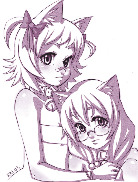 ale (ale halexxx), original, tagme, animal ears, cat ears, monochrome