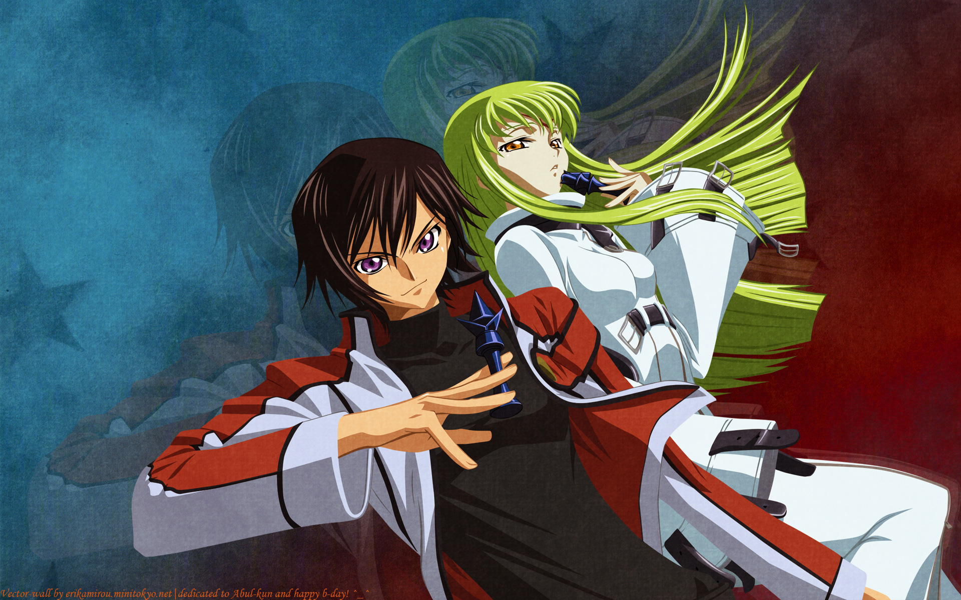 c.c., code geass, highres, 00s, 1boy, 1girl, straitjacket
