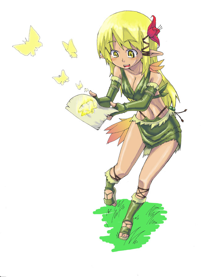 koppamu, original, tagme, elf, fantasy, green sandals, pointy ears, sandals, solo