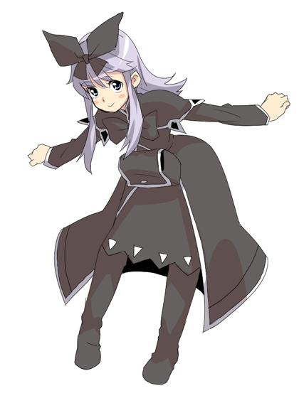 poporon, coopa, druaga no tou, silver hair, 1girl, female focus, full body, hair ribbon, ribbon, simple background, solo