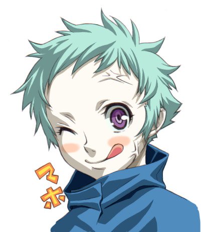 kei (bekei), eureka (eureka seven), eureka seven, eureka seven (series), lowres, 00s, 1girl, :p, :q, ;p, ;q, aqua hair, female focus, licking lips, one eye closed, purple eyes, short hair, solo, tongue, tongue out, wink