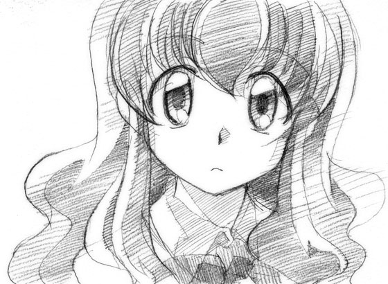 gofu, kujou sonomi, code-e, bad id, bad pixiv id, traditional media, 00s, greyscale, monochrome, sketch, solo