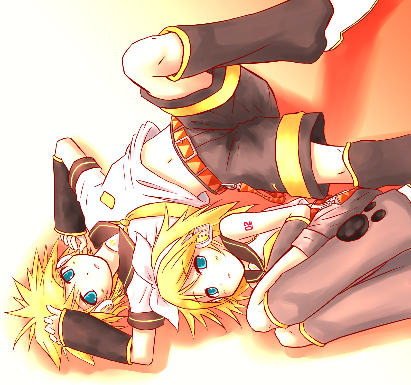 hirobakar, kagamine len, kagamine rin, vocaloid, bad id, bad pixiv id, highres, 1boy, 1girl, brother and sister, siblings, twins
