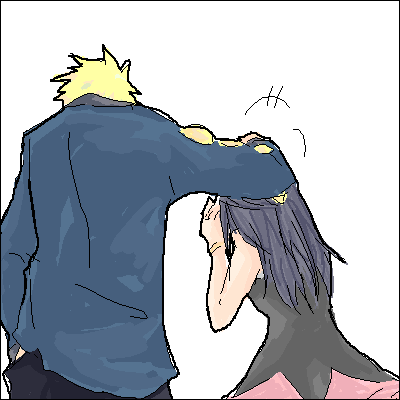 dawn (pokemon), volkner (pokemon), nintendo, pokemon, lowres, 1boy, 1girl, black hair, blonde hair, border, gym leader, hand on another's head, long hair, oekaki, simple background, white background
