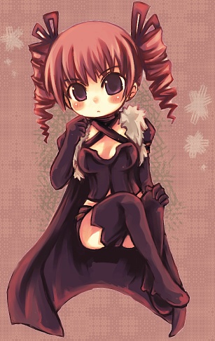 dark hunter, dark hunter (sekaiju), dark hunter 4, atlus, etrian odyssey, lowres, 1girl, drill hair, female focus, solo, thighhighs