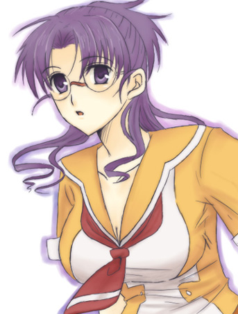 matsuura nanase, macross, macross frontier, lowres, 00s, glasses, purple hair, red eyes, school uniform, serafuku, solo