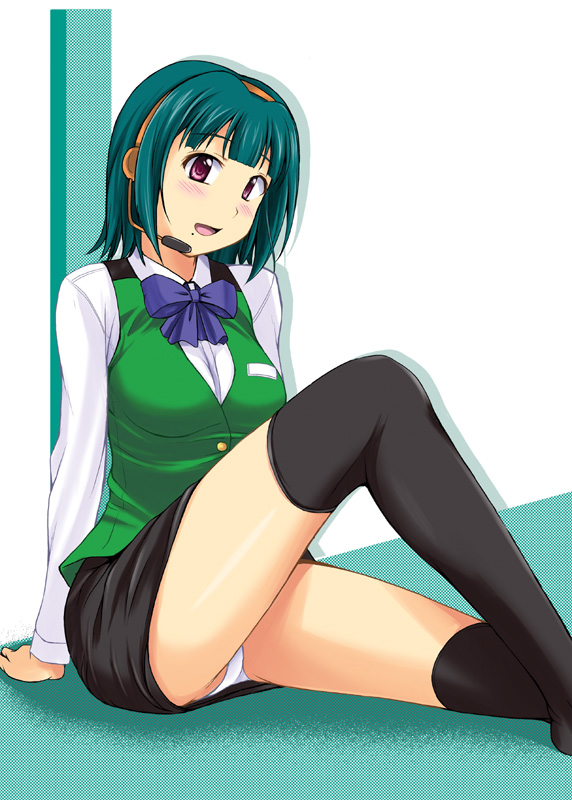nishi (count2.4), otonashi kotori, idolmaster, idolmaster (classic), idolmaster 1, 00s, 1girl, female focus, mole, mole under mouth, panties, pantyshot, solo, thighhighs, underwear, white panties